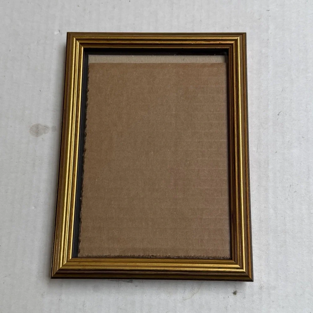 Vintage Art Deco Ornate Metal Gold Brass Tone Picture Frame 6 X 8 Standing Hang